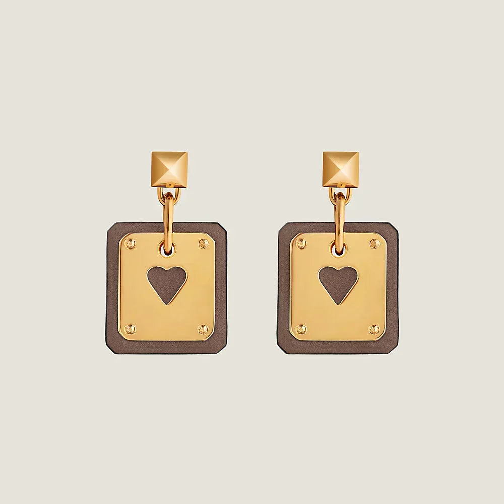 18K As De Coeur Brown H Earrings
