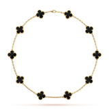 18K Van Cleef & Arpels Vintage Alhambra Black 10 Motifs Necklace