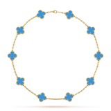 18K Van Cleef & Arpels Vintage Alhambra Agate 10 Motifs Necklace