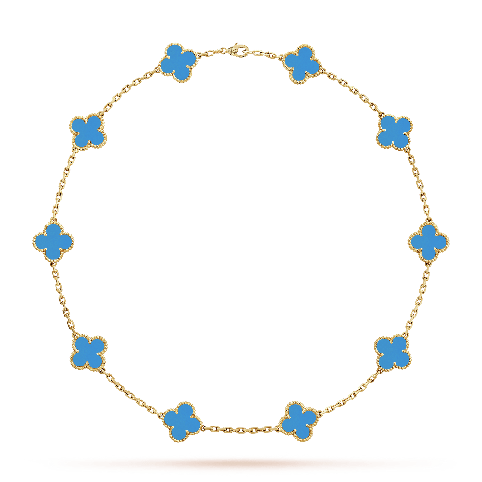 18K Van Cleef & Arpels Vintage Alhambra Agate 10 Motifs Necklace