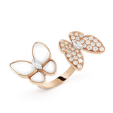 18K Van Cleef & Arpels VCA Two Butterfly Between the Finger Pearl Ring