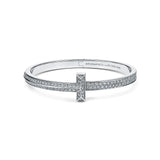 18K T1 Wide Diamond Hinged Bangle Bracelet