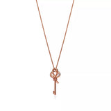 18K T Keys Woven Pink Diamonds Medium Necklace