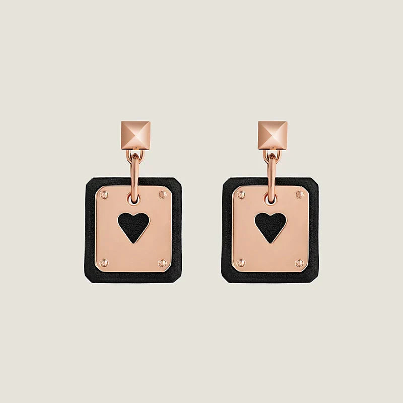18K As De Coeur Black H Earrings