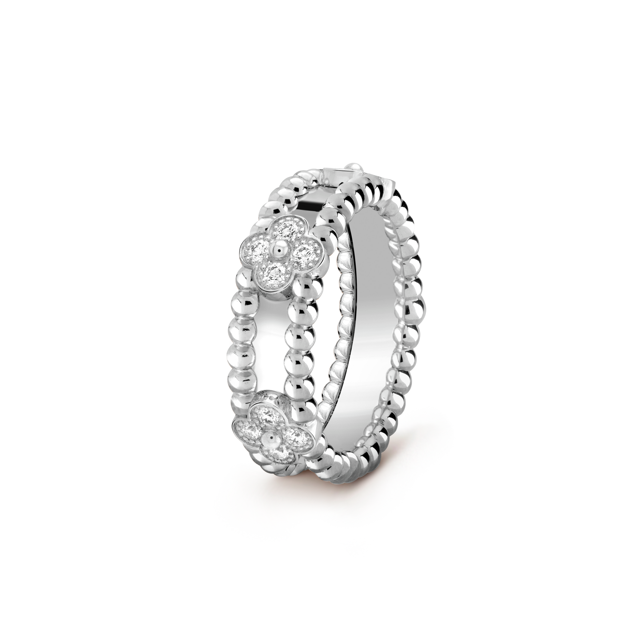 18K White Gold Van Cleef & Arpels Perlée Clovers Ring