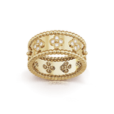18K Yellow Gold Perlée Clovers Ring