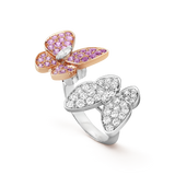 18K Van Cleef & Arpels VCA Two Butterfly Between the Finger Sapphire Ring