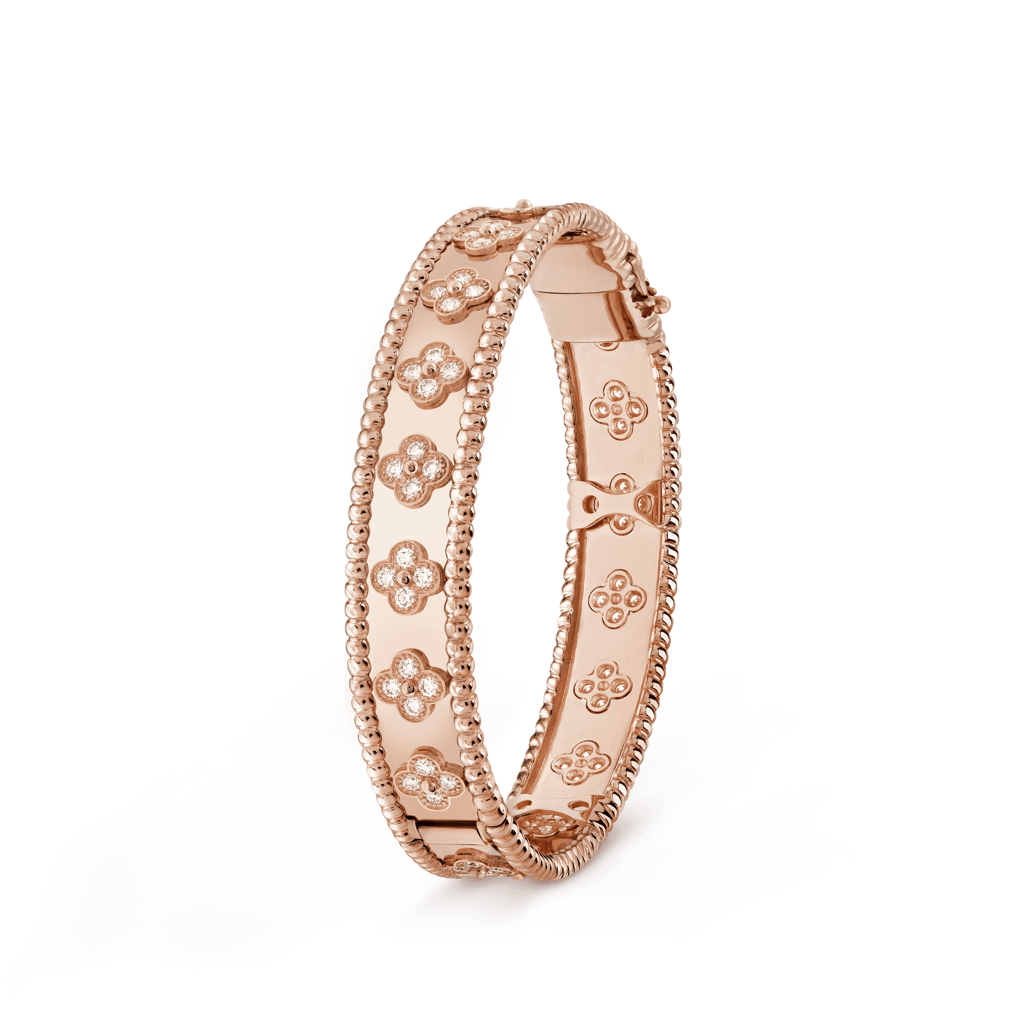 18K Rose Gold Perlée Clovers Bracelet