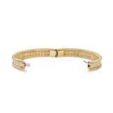 18K Yellow Gold Perlée Diamonds Three Rows Bracelet