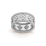 18K White Gold Perlée Clovers Ring