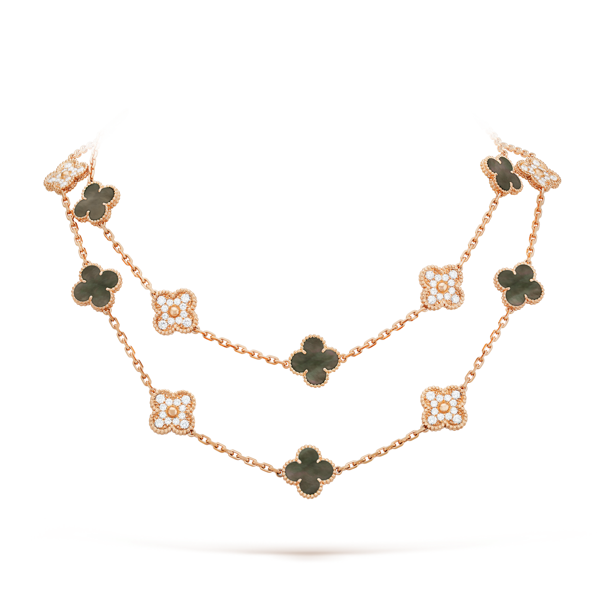 18K Van Cleef & Arpels Vintage Alhambra 20 Motifs Long Necklace