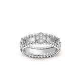 18K White Gold Perlée Clovers Ring