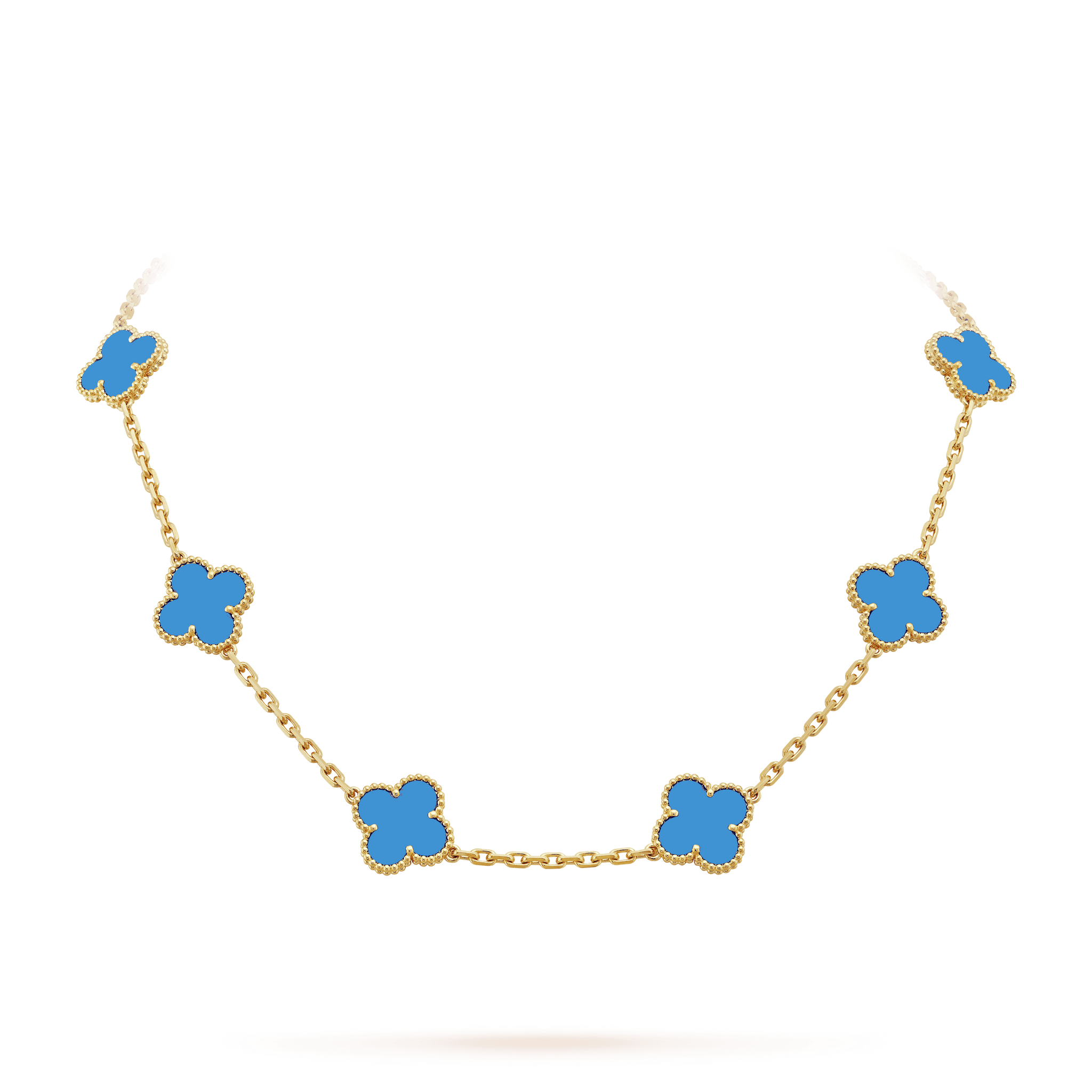 18K Vintage Alhambra Agate 10 Motifs Clover Necklace