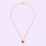 18K GG Interlocking G Heart Lightning Charm Necklace