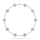 18K Van Cleef & Arpels Vintage Alhambra Diamonds 10 Motifs Necklace