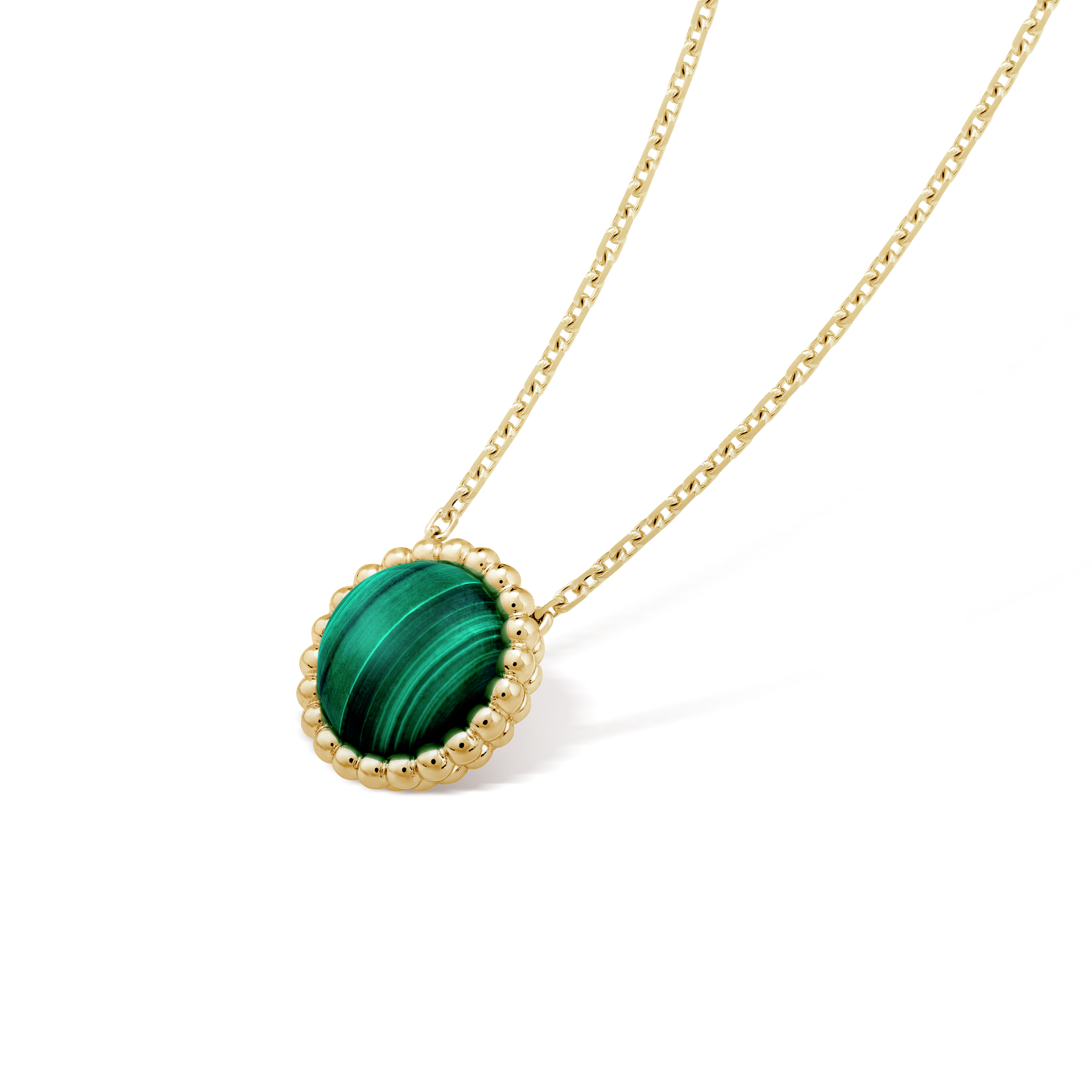 18K Perlée couleurs Malachite Necklace