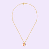 18K GG Interlocking G Heart Lightning Charm Necklace
