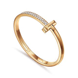 18K T1 Wide Diamond Hinged Bracelet