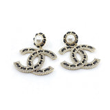 18K CC Pearl Drop Earrings