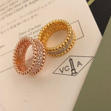 18K Rose Gold Perlée Diamonds 3 Row Ring