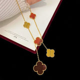 18K Magic Alhambra Six Motifs Carnelian Clover Necklace