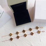 18K Vintage Alhambra Five Motifs Tiger Eye Clover Bracelet
