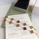 18K Vintage Alhambra Five Motifs Tiger Eye Bracelet