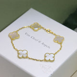 18K Vintage Alhambra Five Motifs Pearl Bracelet
