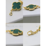 18K Vintage Alhambra Five Motifs Malachite Diamonds Clover Bracelet