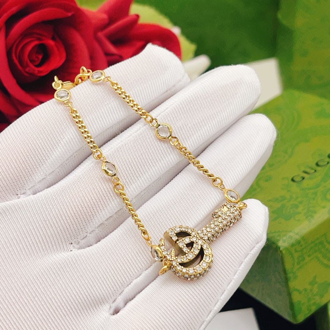 18K GG Crystal Key Bracelet