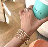 18K T Lock Bangle Full Pave Diamonds Bracelet