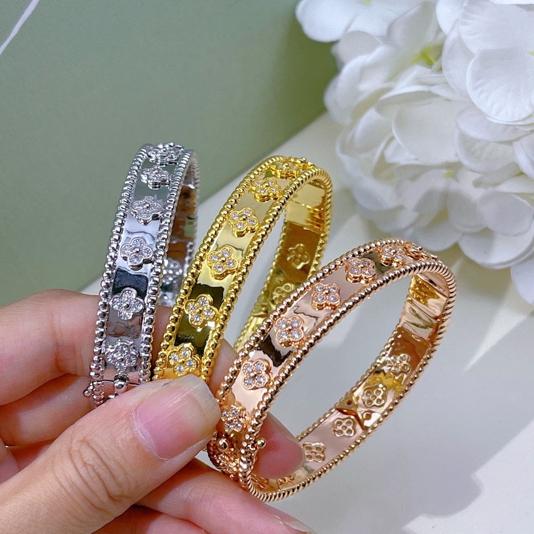18K Rose Gold Perlée Clovers Bracelet