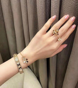 18K Yellow Gold Perlée Clovers Bracelet