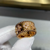 18K Rose Gold Perlée Clovers Ring