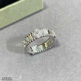 18K White Gold Perlée Clovers Ring