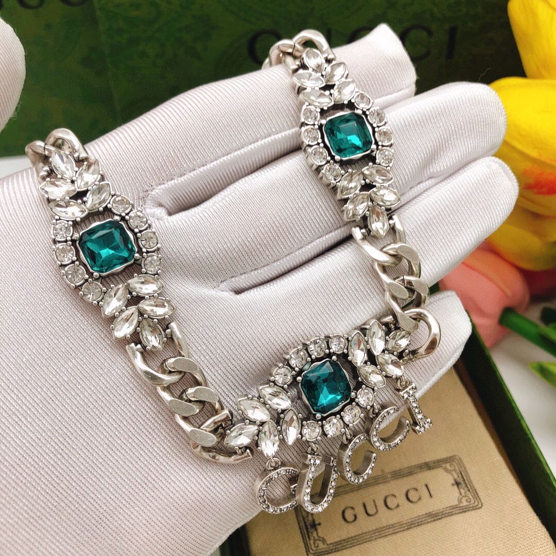 18K GG Script Diamonds Necklace