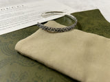 GG Interlocking G Cuff With Flowers Bracelet