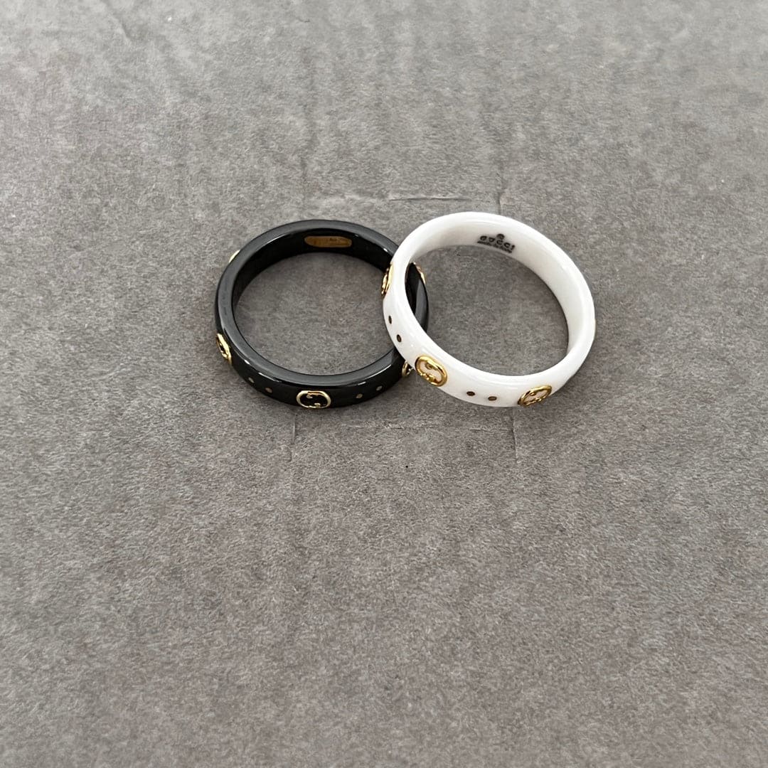 18K GG Icon Black Corundum Ring