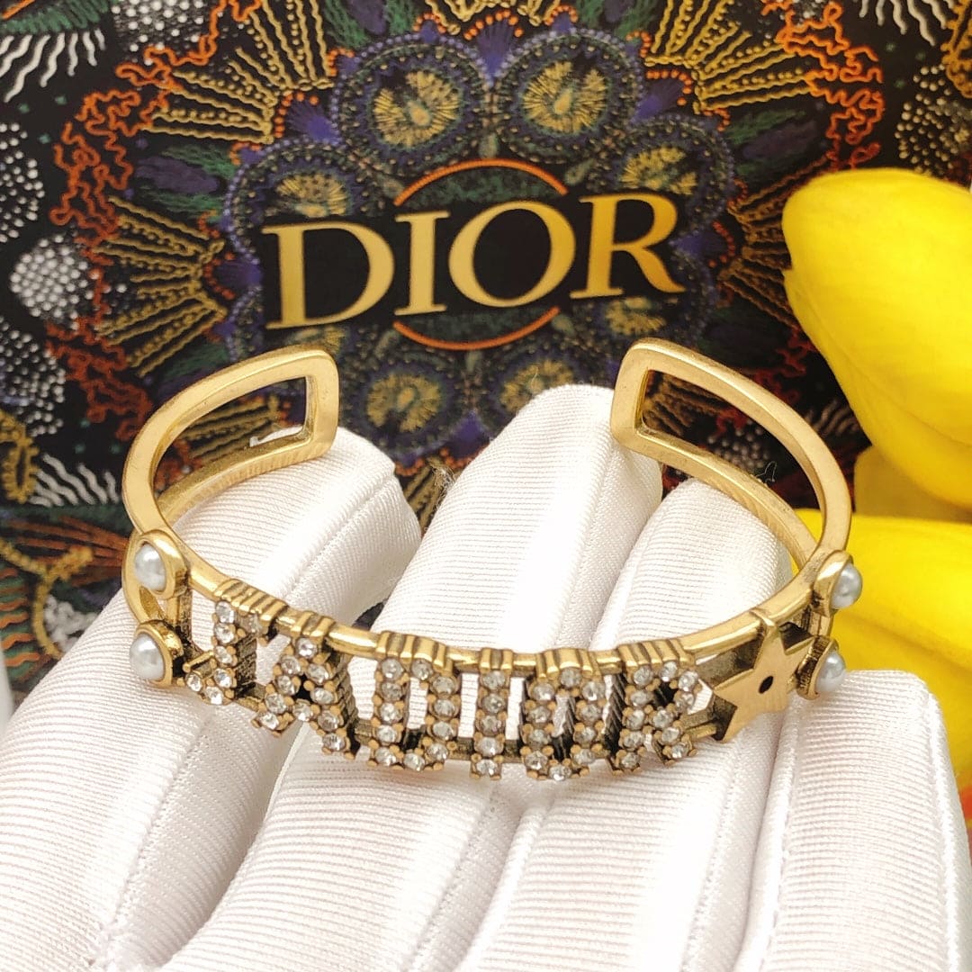 18K CD J¡¯adior Open Cuff Crystals Bracelet