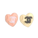 18k CHANEL CC Pink & Yellow Resin Earrings