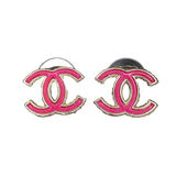 18k CHANEL CC Pink Earrings