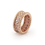 18K Van Cleef & Arpels Perlée Diamonds 3 Row Ring