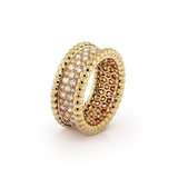 18K Van Cleef & Arpels Perlée Diamonds 3 Row Ring