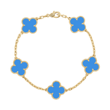 18K Van Cleef & Arpels Vintage Alhambra Five Motifs Agate Bracelet