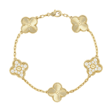 18K Van Cleef & Arpels Vintage Alhambra Five Motifs Diamonds Bracelet