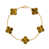 18K Van Cleef & Arpels Vintage Alhambra Five Motifs Tiger Eye Bracelet