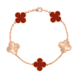 18K Van Cleef & Arpels Vintage Alhambra Five Motifs Carnelian Bracelet