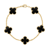 18K Van Cleef & Arpels Vintage Alhambra Five Motifs Black Bracelet
