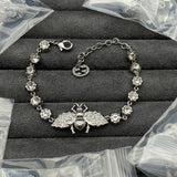 GG Interlocking G Bee Crystals Bracelet