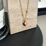 18K GG Interlocking G Heart Lightning Charm Necklace